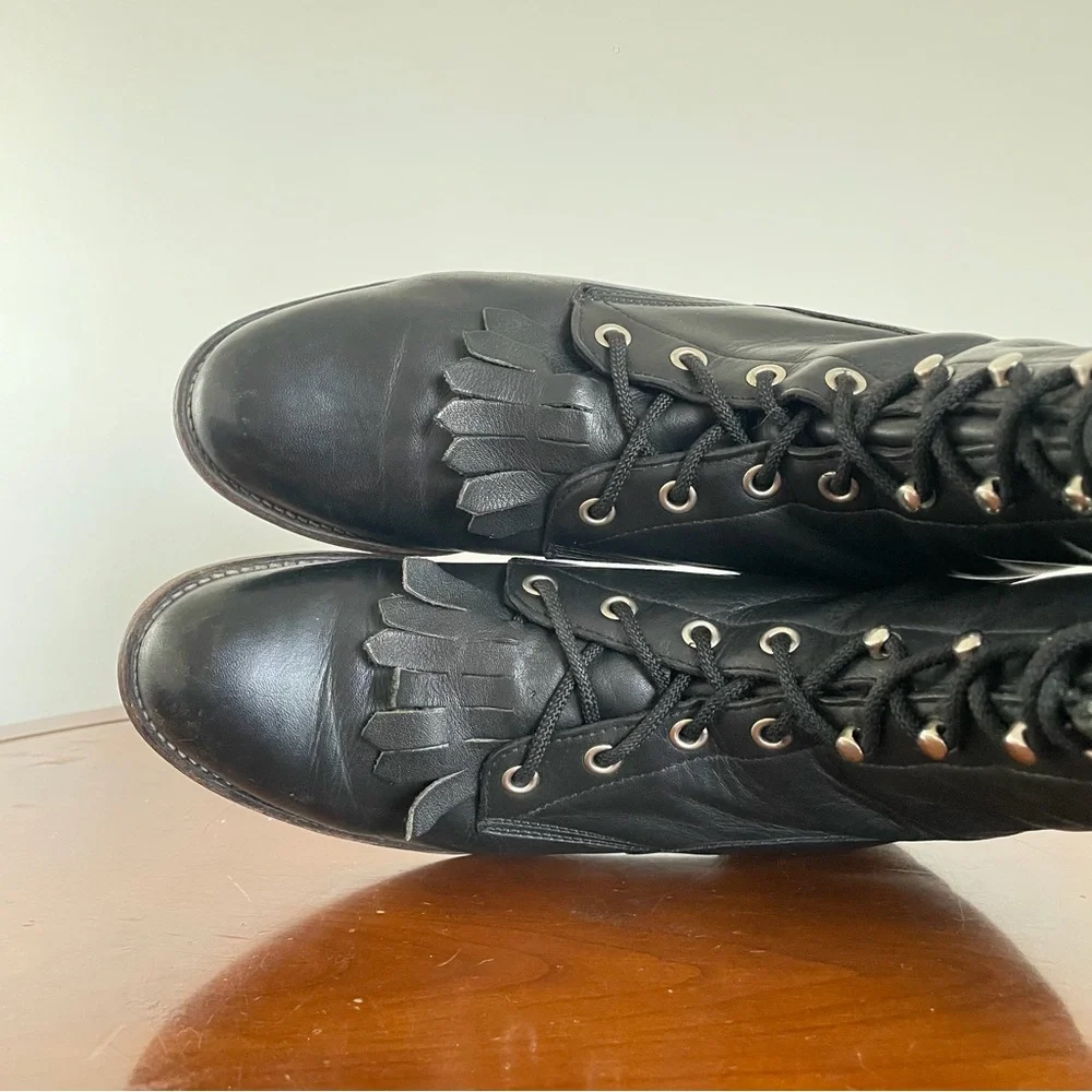 Justin Boots Black Leather Lace-Up Women’s Boots - Picture 6 of 8